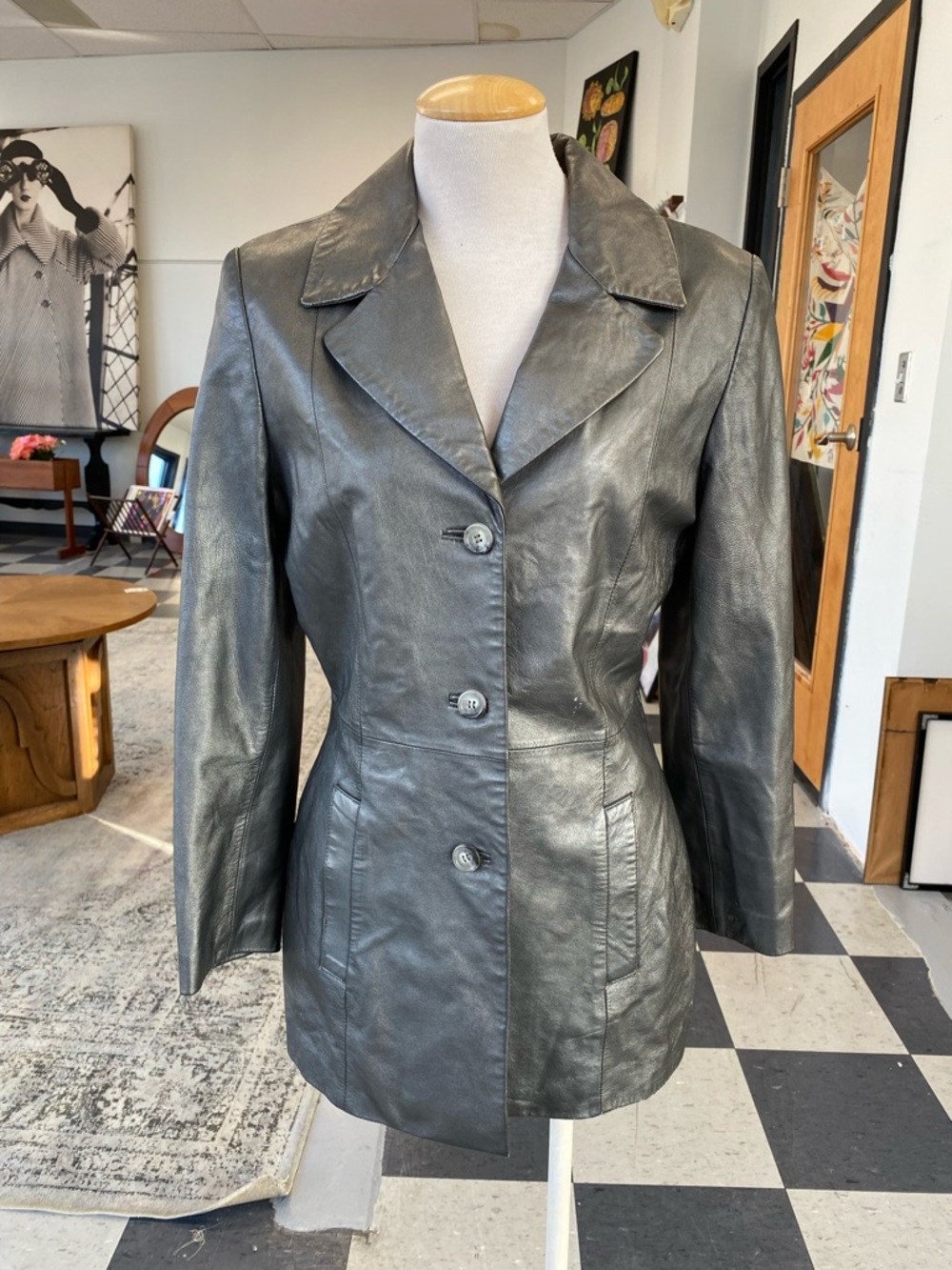 Andrew Marc Silver Leather Jacket
